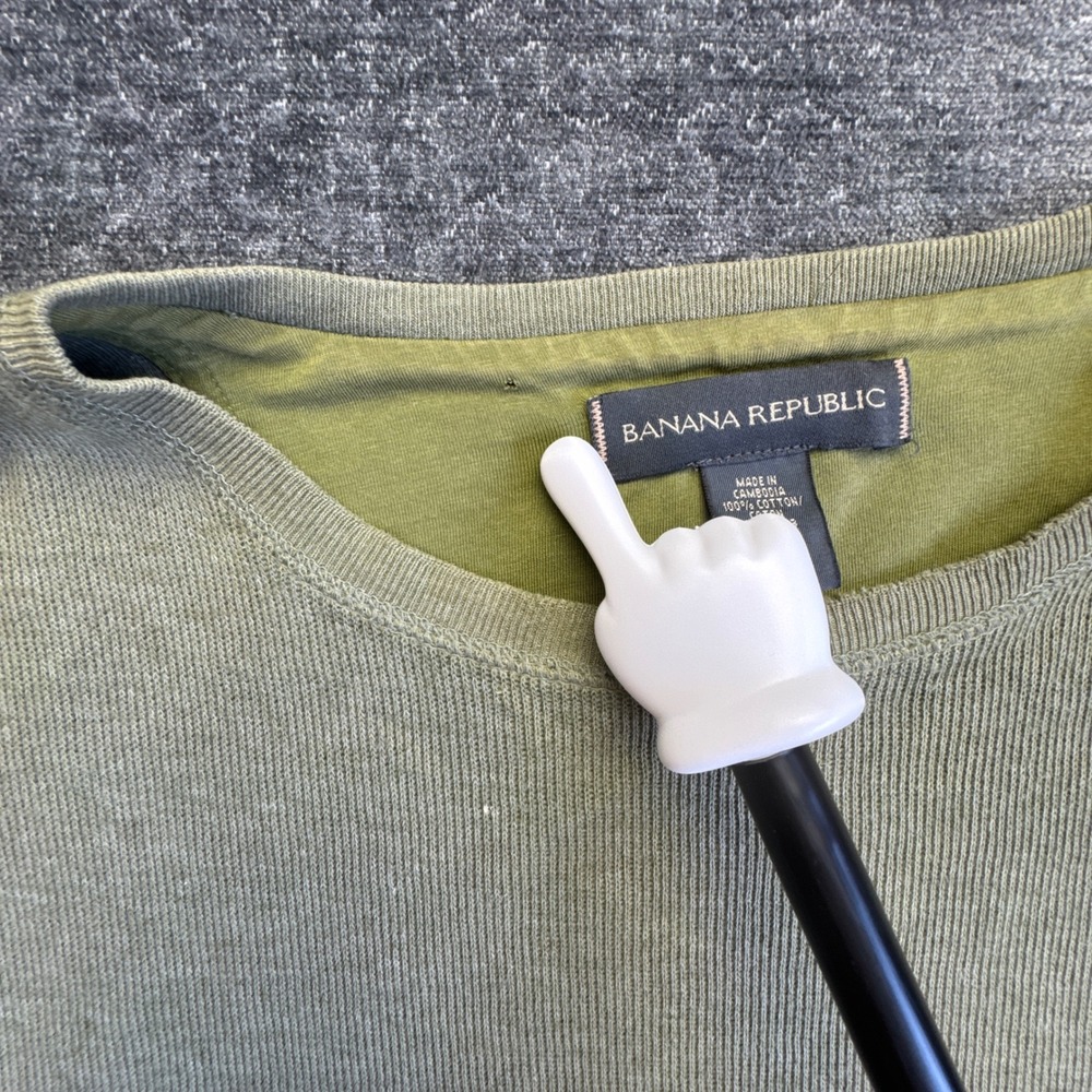 Banana Republic Sweater Men XL Olive Green Ribbed Knit Cotton Pullover Crew Neck - Picture 15 of 16